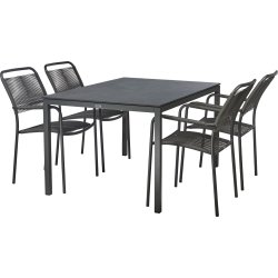 Pure Havebord L132cm + 4 stole Verona, Antracit