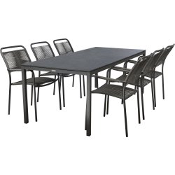 Pure Havebord L197cm + 6 stole Verona, Antracit