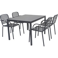 Pure Havebord L132cm + 4 stole Ivy Pipe, Antracit