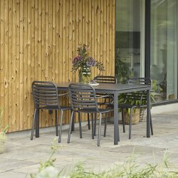 Pure Havebord L132cm + 4 stole Ivy Pipe, Antracit