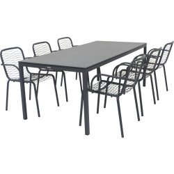 Pure Havebord L197cm + 6 stole Ivy Wire, Antracit