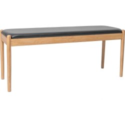 NordicLine Bænk, eg, polstret sæde, natur/sort