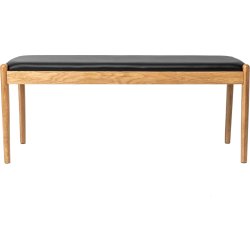 NordicLine Bænk, eg, polstret sæde, natur/sort