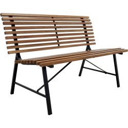 Stefania Havebænk, 130x65cm, sort/teak