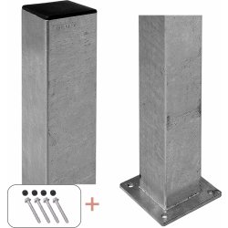 Plus Stålstolpe med fod, 8x8x96 cm.