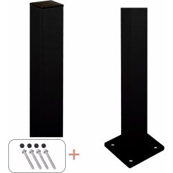 Plus Stålstolpe med fod, sort, 4,5x4,5x96 cm.