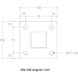 Plus Stålstolpe med fod, sort, 4,5x4,5x96 cm.