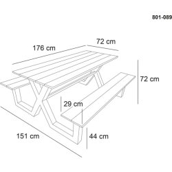 Bord-bænkesæt X-model, sort nonwood, alu stel