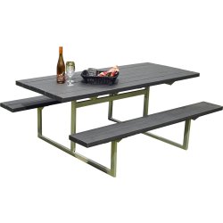 Bord-bænkesæt HEL, antracitgrå nonwood, stålstel