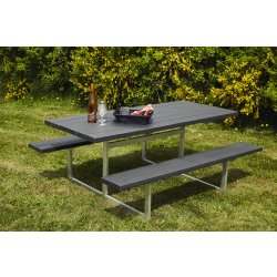 Bord-bænkesæt HEL, antracitgrå nonwood, stålstel