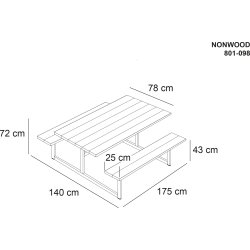 Bord-bænkesæt HEL, antracitgrå nonwood, stålstel