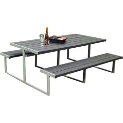 Bord-bænkesæt NJORD, antracitgrå nonwood, stålstel