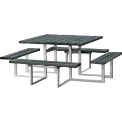 Bord-bænkesæt 8 pers, antracitgrå nonwood stålstel
