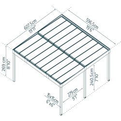 Palram Canopia Carport Oslo 2 biler, 6x6 meter