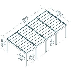 Palram Canopia Carport Oslo 4 biler, 6x12 meter