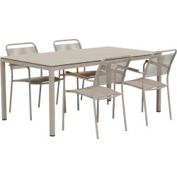 Terra Havebord L132cm + 4 stole Verona, Taupe