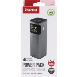 Hama 65W Powerbank, 20000 mah, 2xUSB-C, 1xUSB-A