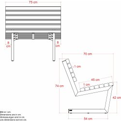 Plus Siesta Living Loungestol, 75 cm, sort