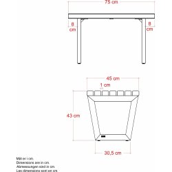 Plus Siesta Living Loungeskammel/bord, 75 cm, sort