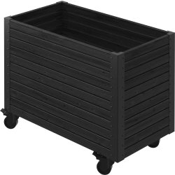 Plus Cubic Blomsterkasse m/hjul 87x47x65,5, sort