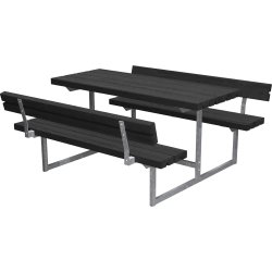 Plus Basic Junior bord/bænkesæt+ryglæn, sort 118cm