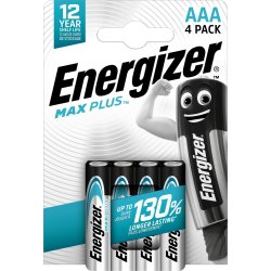 Energizer Max Plus Alkaline AAA batteri, 4 stk.