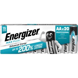 Energizer Max Plus Alkaline AA batteri, 20 stk.