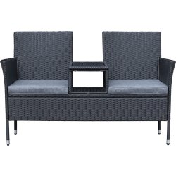 OUTDOOR havesofa 2-pers. med bord, sort