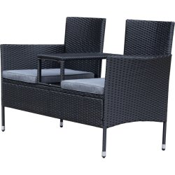 OUTDOOR havesofa 2-pers. med bord, sort