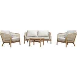 Bali Loungesæt 4 pers. med hynder, akacietræ/natur