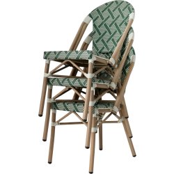 Cannes Havestol, flet/alu, UV, stabelbar, grøn