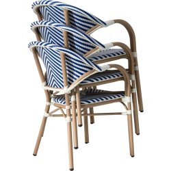 Marseille Havestol, flet/alu, UV, stabelbar, blå