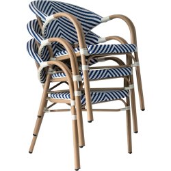 Marseille Havestol, flet/alu, UV, stabelbar, blå