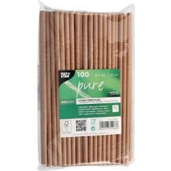 Sugrör PURE papp böjbar 20cm brun 100/fp