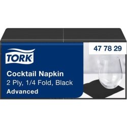 Servett TORK Cocktail 2-lag svart 200/fp