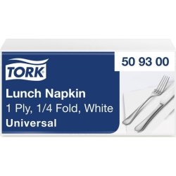 Servett TORK 1/4-vikt 1-lag vit 500/fp