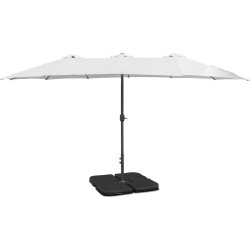Dobbelt parasol, 450x264cm,inkl fod+overtræk,beige