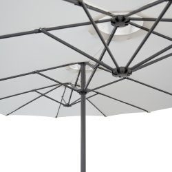 Dobbelt parasol, 450x264cm,inkl fod+overtræk,beige