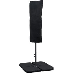 Dobbelt parasol, 450x264cm, inkl fod+overtræk,sort