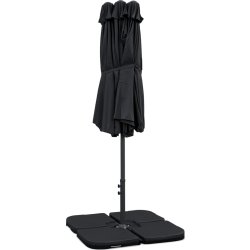 Dobbelt parasol, 450x264cm, inkl fod+overtræk,sort