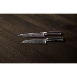 by Gaard Damascus Chef- 8" & Santoku Kniv 7"