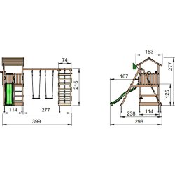 Jungle Gym Casa 2.1 legetårn m/climb og rutsjebane