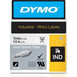 Dymo Rhinopro, 12 mm, krympeflex tape, hvid