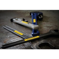 Dymo Rhino Vinyltape 19mm, sort på gul