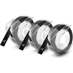 Dymo 3D prægetape m/lim, 9mm, sort, 3 stk