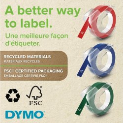 Dymo 3D prægetape m/lim, 9mm, sort, 3 stk