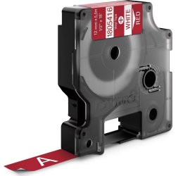 Dymo Rhino Vinyltape, 9 mm, vit på svart