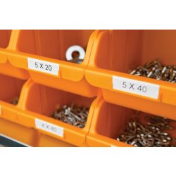 Dymo Rhino Vinyltape 12mm, hvid på rød