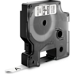 Dymo D1 labeltape 9mm, sort på hvid