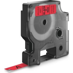 Dymo D1 labeltape 9mm, sort på rød